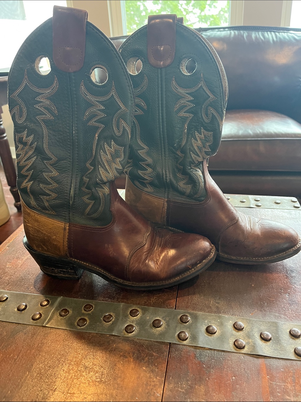 Double H Men’s Classic Two-Tone Western Cowboy Boots - Brown & Dark Teal